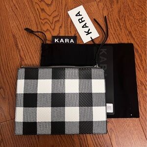 KARA Black & White Checkered Clutch Wristlet NWOT